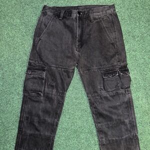 Mnml Jeans Mens 28x31 Black Double Knee Cargo Pants Streetwear Paratroopers H16